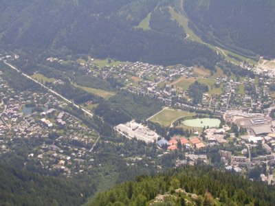 Looking down at Chamonix.
