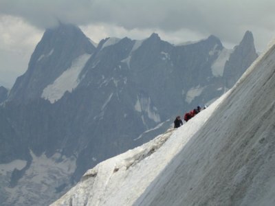 Climbers toiling upwards - I prefer the nice easy cable car ride.