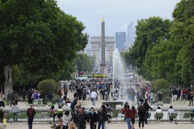Tuileries Jardin, Luxor obelisk, Arc de Triomphe, Paris