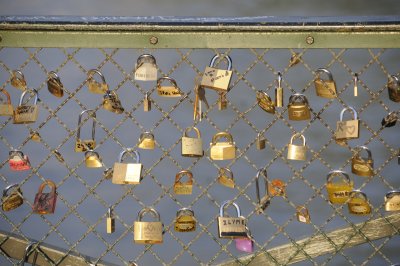 Locks on the fence at Pont des Arts
