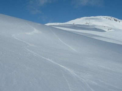 skiing down