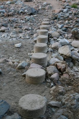 Gray marshmallow blocks of concrete leading to the High Trail