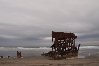 The wreck of the Peter Iredale. Ran aground in 1906.