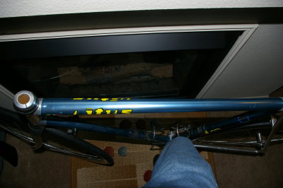 ovalized top tube where it meets the head tube.on Vitus 992