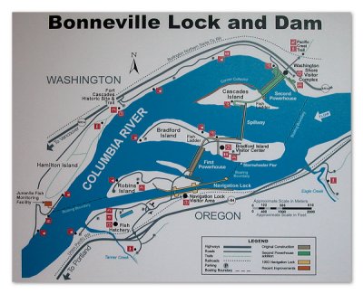 Bonneville Lock and Dam MAP