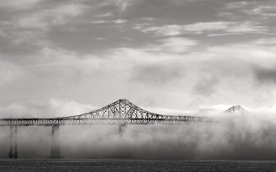 Richmond Bridge in morning fog bank