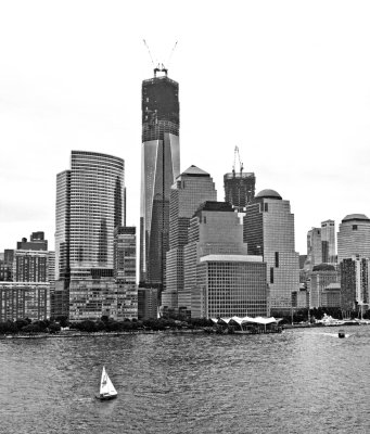 Cityscape-  One World Trade with sail Boat