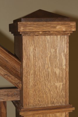 Close up of newell post top section