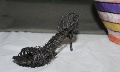 Wire shoe sculpture