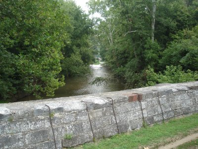 Looking upstream at the Antietam from the B&O Canal Bridge