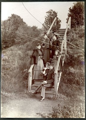 Group on stairs.