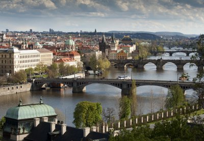 A view of the Vltava River from Letna Park