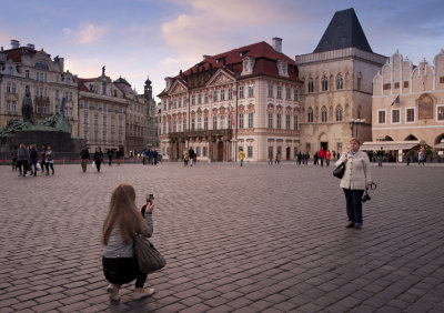 Old Town Square at dusk