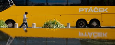 Tourist bus reflection