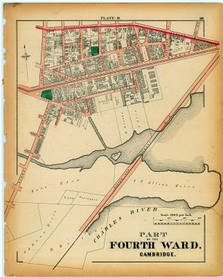 Cambridge 1873 Plate O 4th ward map - Walworth Building @ Main &Osborn St.