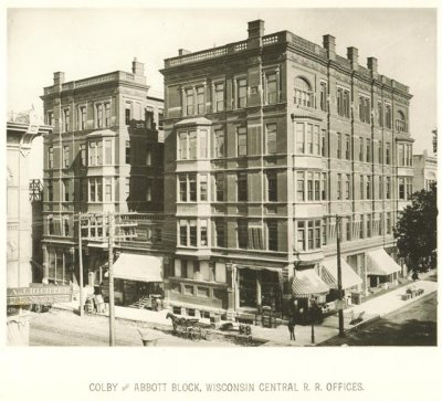 Colby  Abott Building Milwaukee.  @ age 60 he  & son Charles built the Wisconsin Central RR in the 1870s - a financial disaster