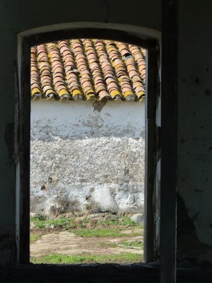 view through old farmhouse