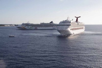 The Conquest weighs anchor, turns on a dime and sails for Cozumel
