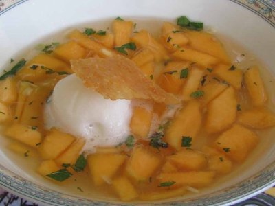 Cantaloupe with Moscato, Mint and Ginger