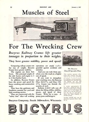1927 Bucyrus Ad Railroad Crane
