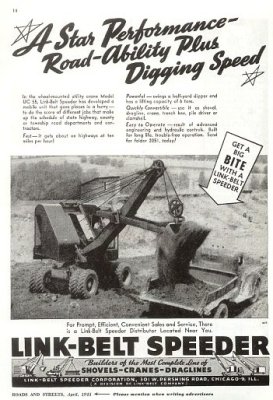 1945 Link-Belt Ad Rubber  Mtd. Shovel