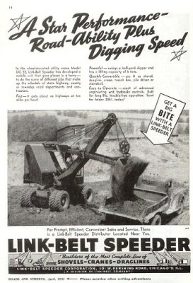 1945 Link-Belt Ad Rubber Mtd. Shovel