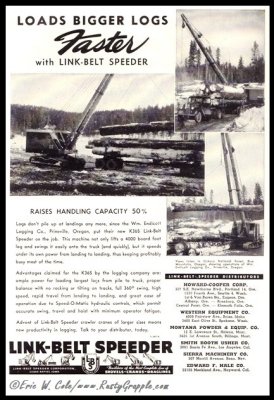 1947 Link-Belt Ad Loads Bigger Logs