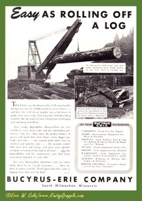 1948 Bucyrus Ad 'Rolling Off a Log'