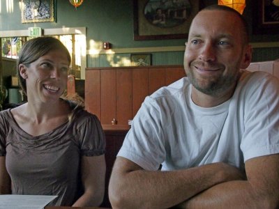 Ron the Younger and Jordan at the restaurant.
