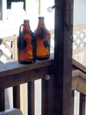 Aug. 1: Growlers on the back deck rail.