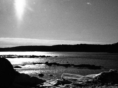 Damariscotta on a cold winter's day with bright sunlight.