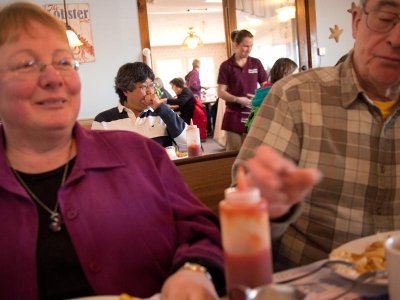 Feb. 19: We meet Mary & Marty in Wells at Condon's....donuts, yum!