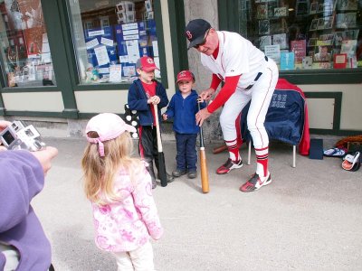 April 7: We stop at the bookstore for a baseball book signing.