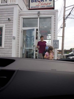 Exiting Becky's in Portland on Mother's Day.