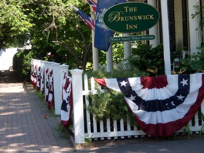 July 11: The Brunswick Inn decked out for July 4th. 