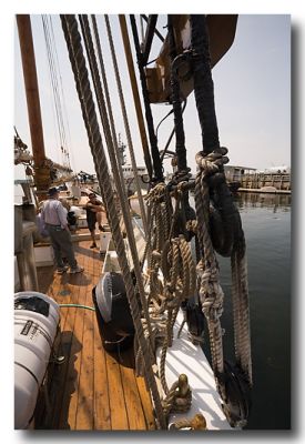 Ron and Edward talk with a ship's hand about cruising.