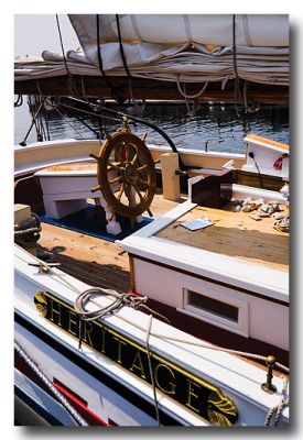 Heritage is safe and sound in harbor.