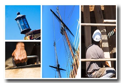 The Bounty is in town for a refit and I check it out regularly; montage results.