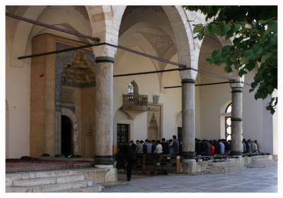 Midday-prayer in Gazi Husref-Bey mosque