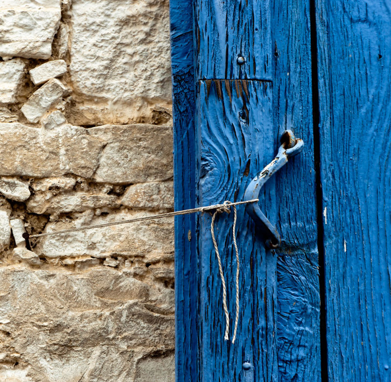 Blue door and string