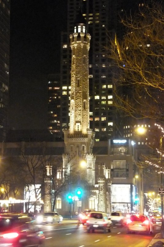 Shape of Water Tower at night