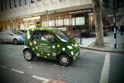 the little green car... Brits love lawn...
