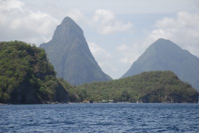 Arriving at the Pitons