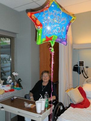 All safe back in her room again. We left the ballon tied to her bed!
