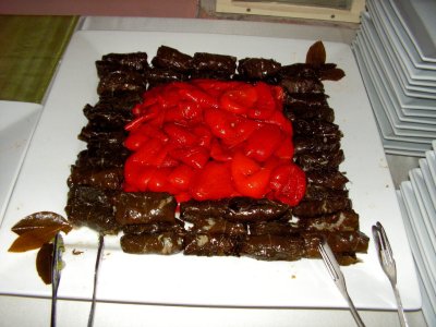 The Food - stuffed vine leaves and tosted red pepper.jpg
