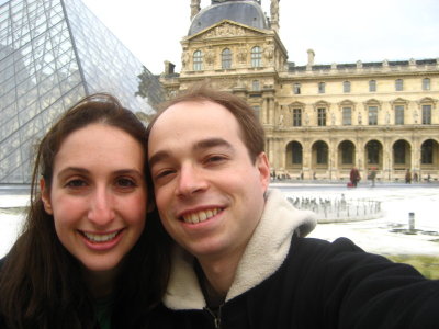 us in front of the Louvre