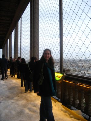 Theres snow on the first floor of the Eiffel Tower!