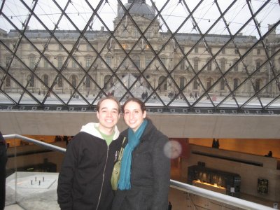 us in the Pyramid at the Louvre