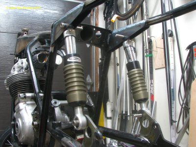 1538 Rear shocks in position, plates welded, bushings machined