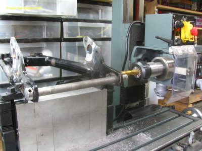 1551 Milling the swing arm for larger axle